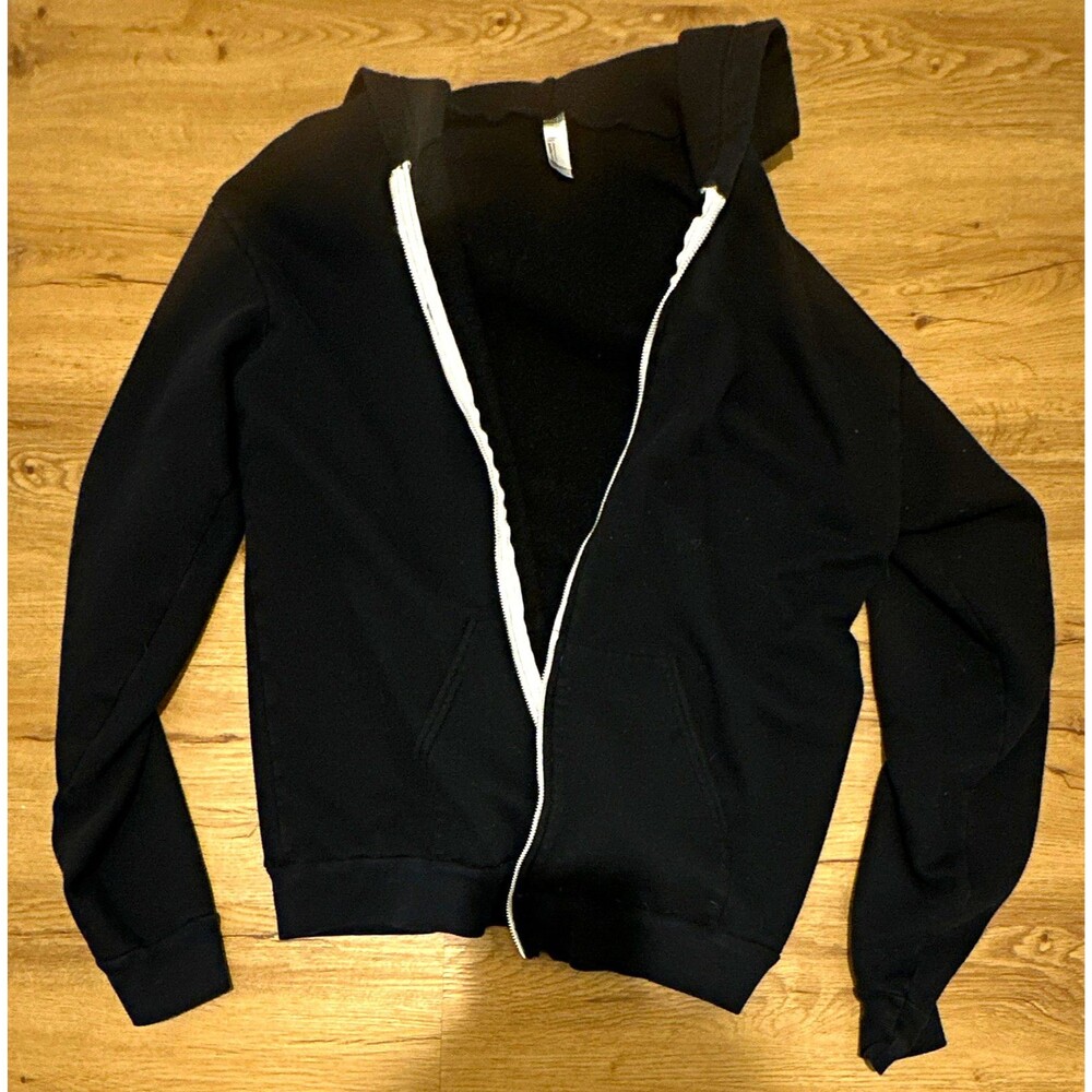 American Apparel Flex Fleece Men’s Black Full-Zip Hoodie w/ Pockets Size L